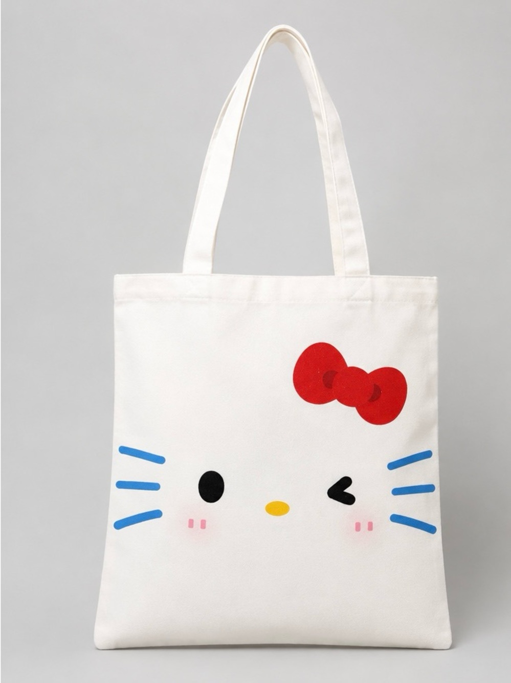 Hello Kitty Winking Face Tote Bag | White Reusable Bag